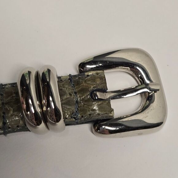 NOT FOR SALE Vintage 80s Genuine Snakeskin Waist Belt By Leather Shop Olive Gray - Picture 2 of 7